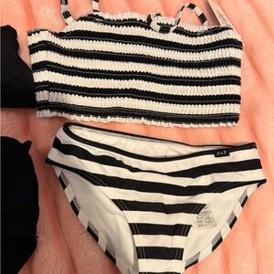 Abercrombie & Fitch Black and White Striped Kids Bikini